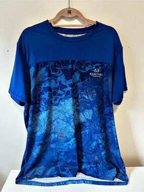 Realtree Fishing Performance Short Sleeve Tee Men's Blue XL